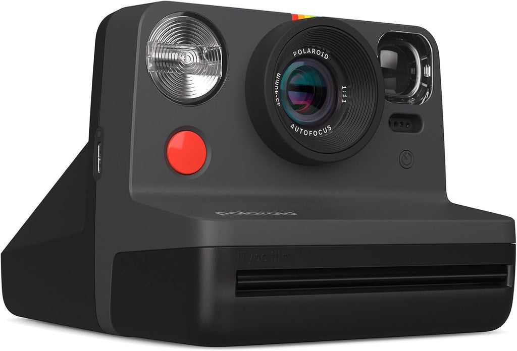 Polaroid Now 2nd Generation I-Type Instant Camera + Film Bundle - Now Black Camera + 16 Color Photos (6248)- Black