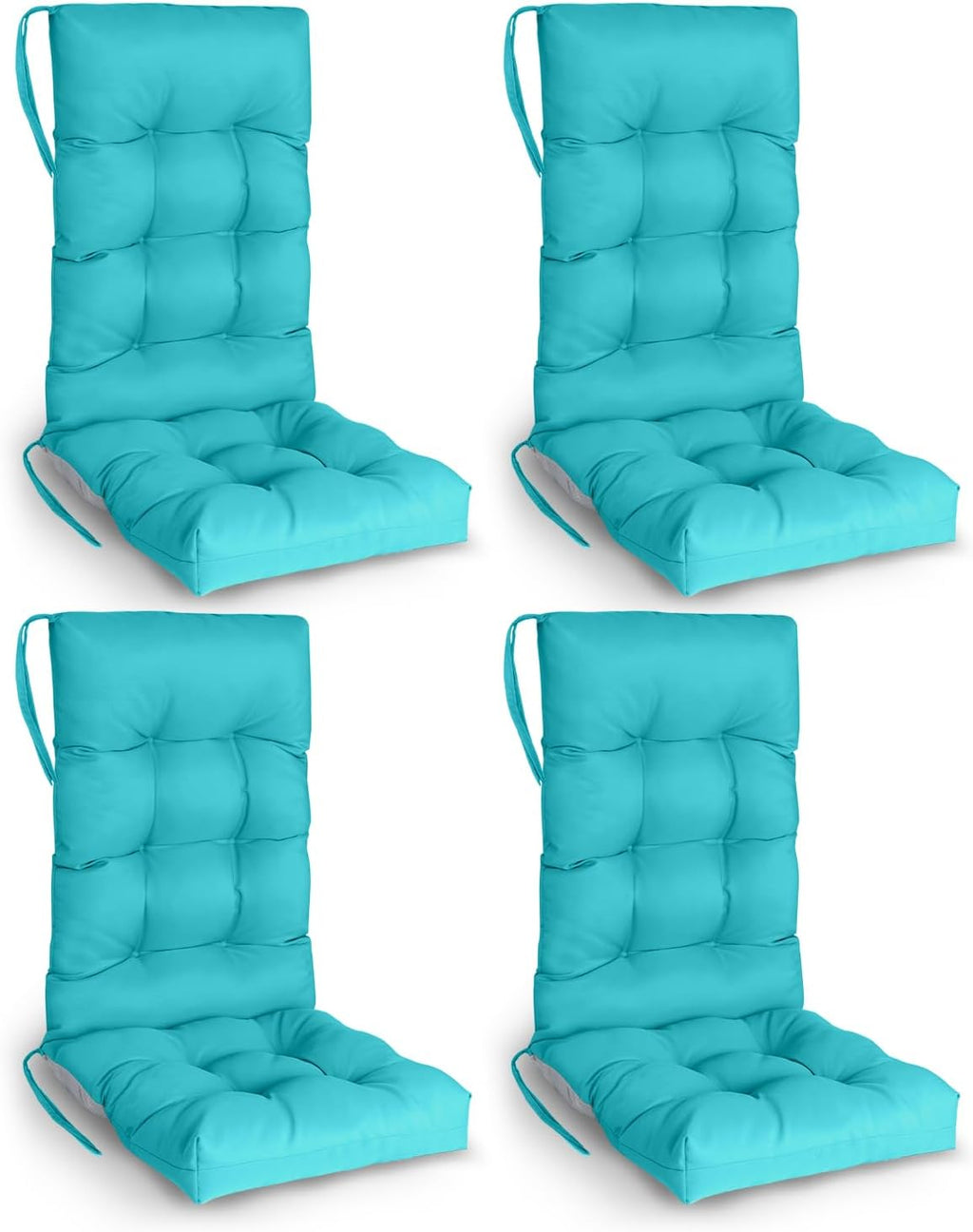 GREENVINES Rocking Chair Cushions Set of 4 | Polyester | Waterproof | Outdoor High Back Rocker Chairs Cushion | Seat with Ties | Non-Slip | Thickened Pad for Patio | 46.5' x 18.5' x 4.3' | Arctic