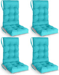 GREENVINES Rocking Chair Cushions Set of 4 | Polyester | Waterproof | Outdoor High Back Rocker Chairs Cushion | Seat with Ties | Non-Slip | Thickened Pad for Patio | 46.5' x 18.5' x 4.3' | Arctic