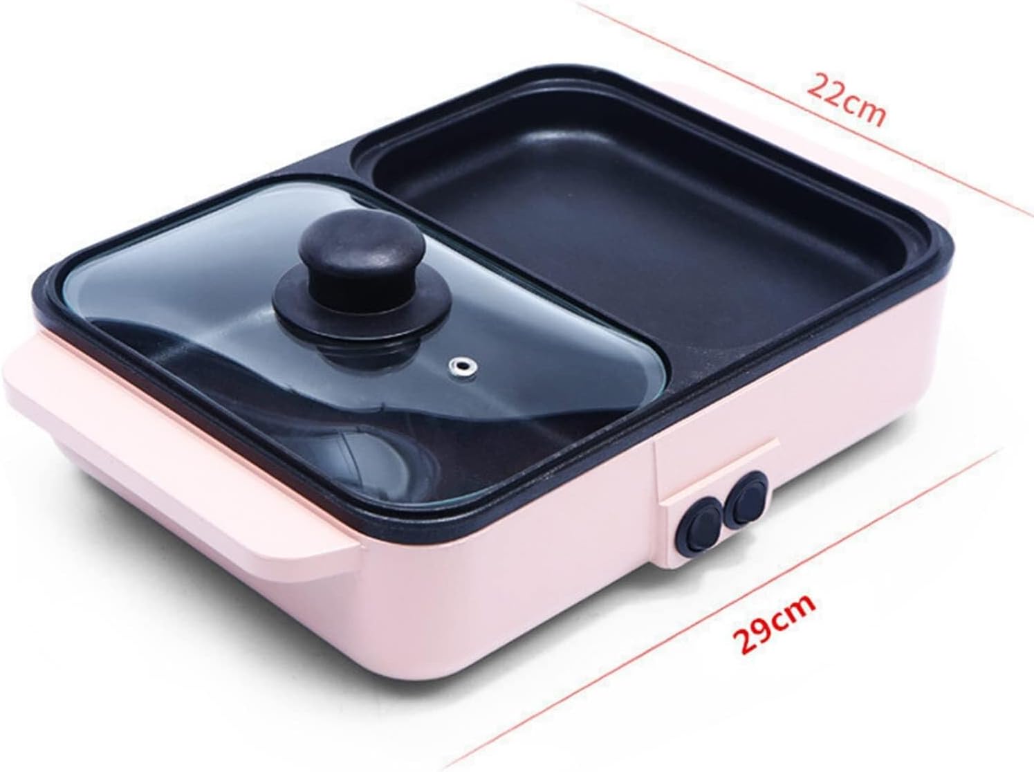 Electric Mini Grill with Hot Pot, 2-in-1 Non-Stick Indoor BBQ & Shabu Cooker, Ideal for Dorm Rooms & Small Kitchens (Black)