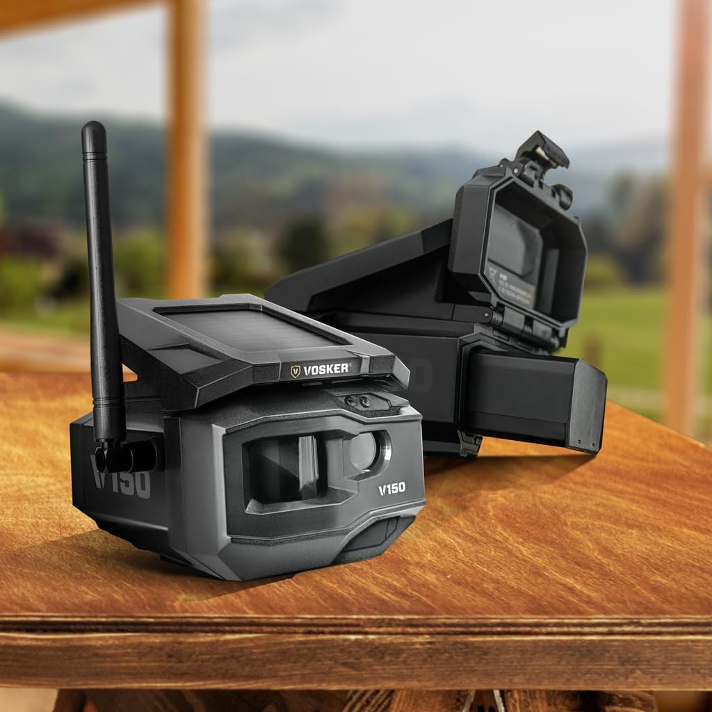 Vosker V150 Farm Pack 4G LTE Solar Security Camera, Wireless Outdoor Surveillance for Farms, Sheds and Equipment Monitoring, No Wi-Fi Required, Night Vision, SIM Card & Mobile App Included