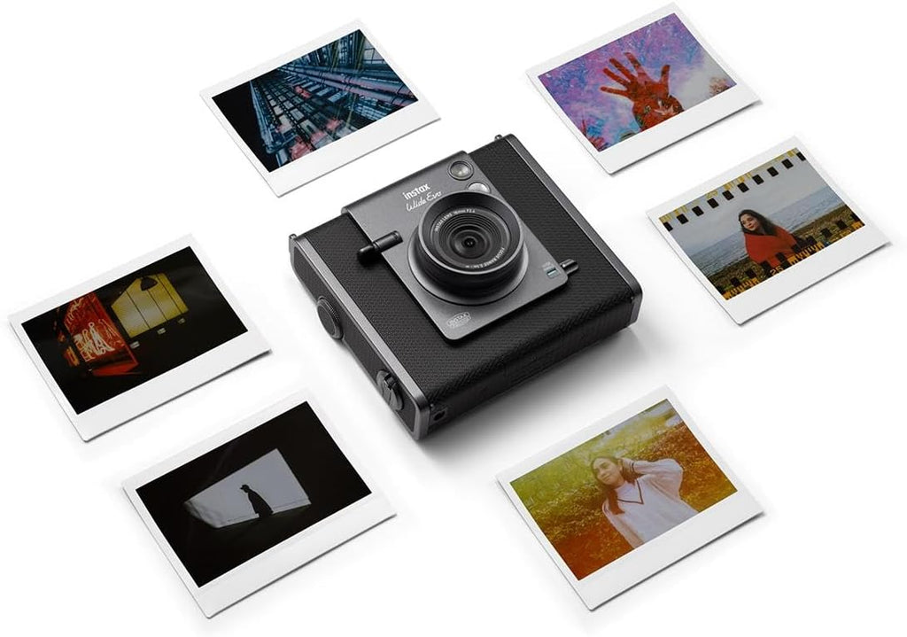 Instax Wide Evo Hybrid Instant Camera, Bundle 20-Pack Film, 128GB Micro SD Card, Camera Shoulder Bag