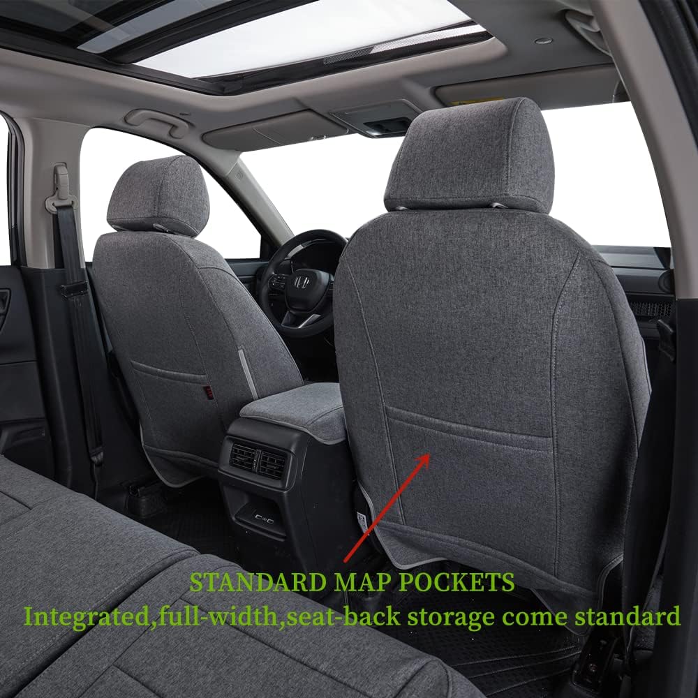 coverdream Full Set HRV Seat Covers Fit for 2026 2025 2024 2023 Honda HRV EX-L,Fully Covered,UV Resistant Breathable Polyester Car Seat Protector(Gray)