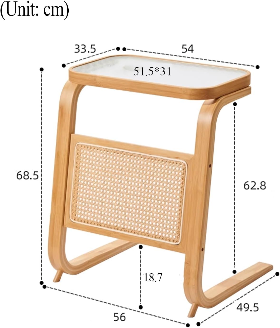 C Shaped Side Table with Storage for Self Emptying Robot Vacuum Cleaner, Small Storage Cabinet Robot Vacuum Stand Cabinet for Living Room Home Office Kitchen