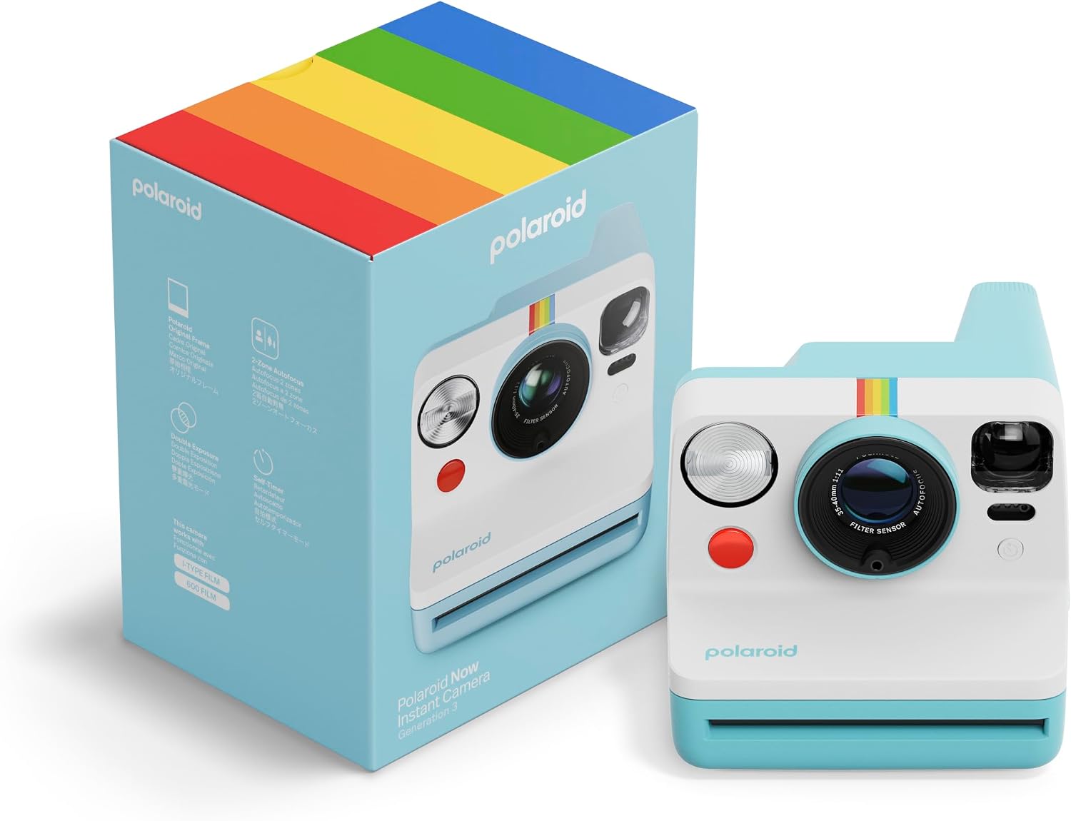 Polaroid Now 3rd Generation I-Type Instant Film Camera - Arctic Blue - Camera Only No Film (9157)