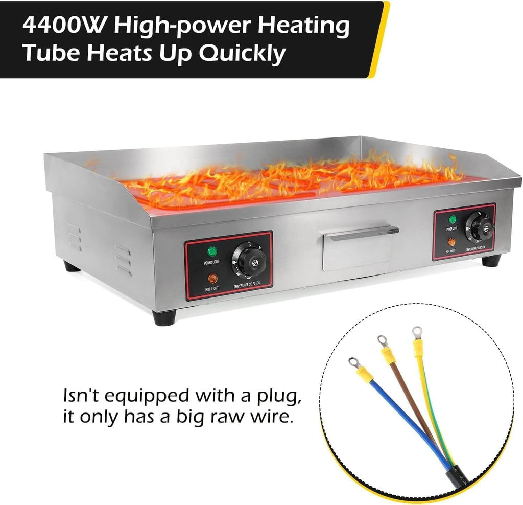 Stainless Steel Adjustable Countertop BBQ Grill, Commercial Electric Griddle with Double Temperature Control, Efficient Nonstick Surface for Home Barbecue