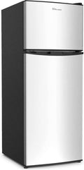Simpli-Magic 4.0 Cu.Ft. Mini Fridge with Freezer – Compact Double Door Refrigerator for Dorm, Office, Bedroom – Adjustable Thermostat, Energy Efficient, Stainless Steel
