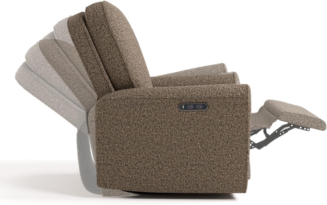 Storkcraft Amalfi Deluxe Power Recliner Swivel Glider – Premium Electronic Nursery Rocking Chair, Oeko-TEX 100 Certified, Includes Dual-USB Charging Port with USB-A & USB-C (Mountain Brown Boucle)