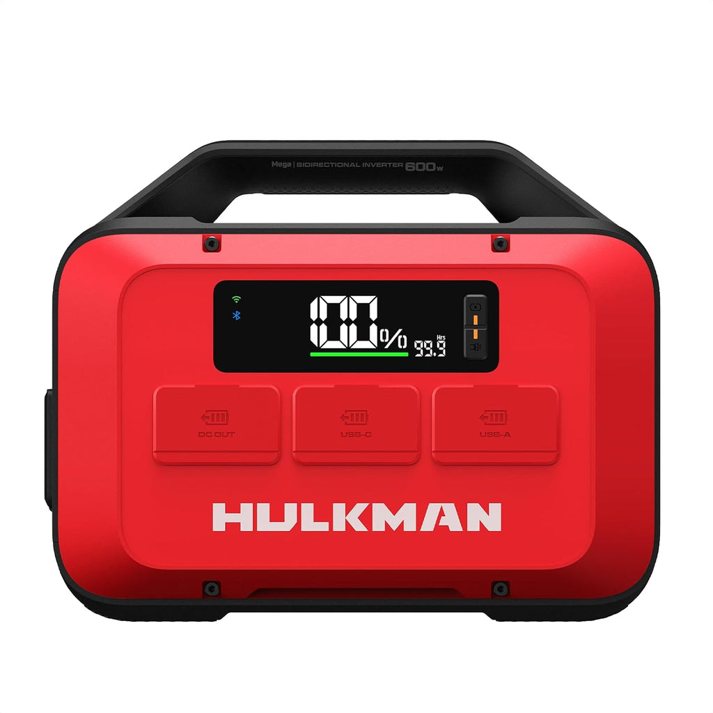 Hulkman Mega 576Wh Power Station, Works at -4°F, PD100W, 1h fast charging, Ternary Lithium Battery with 10 ports, 600W AC Outlets, UPS 15ms, Solar Generator(Solar Panel Optional), Ultra Red