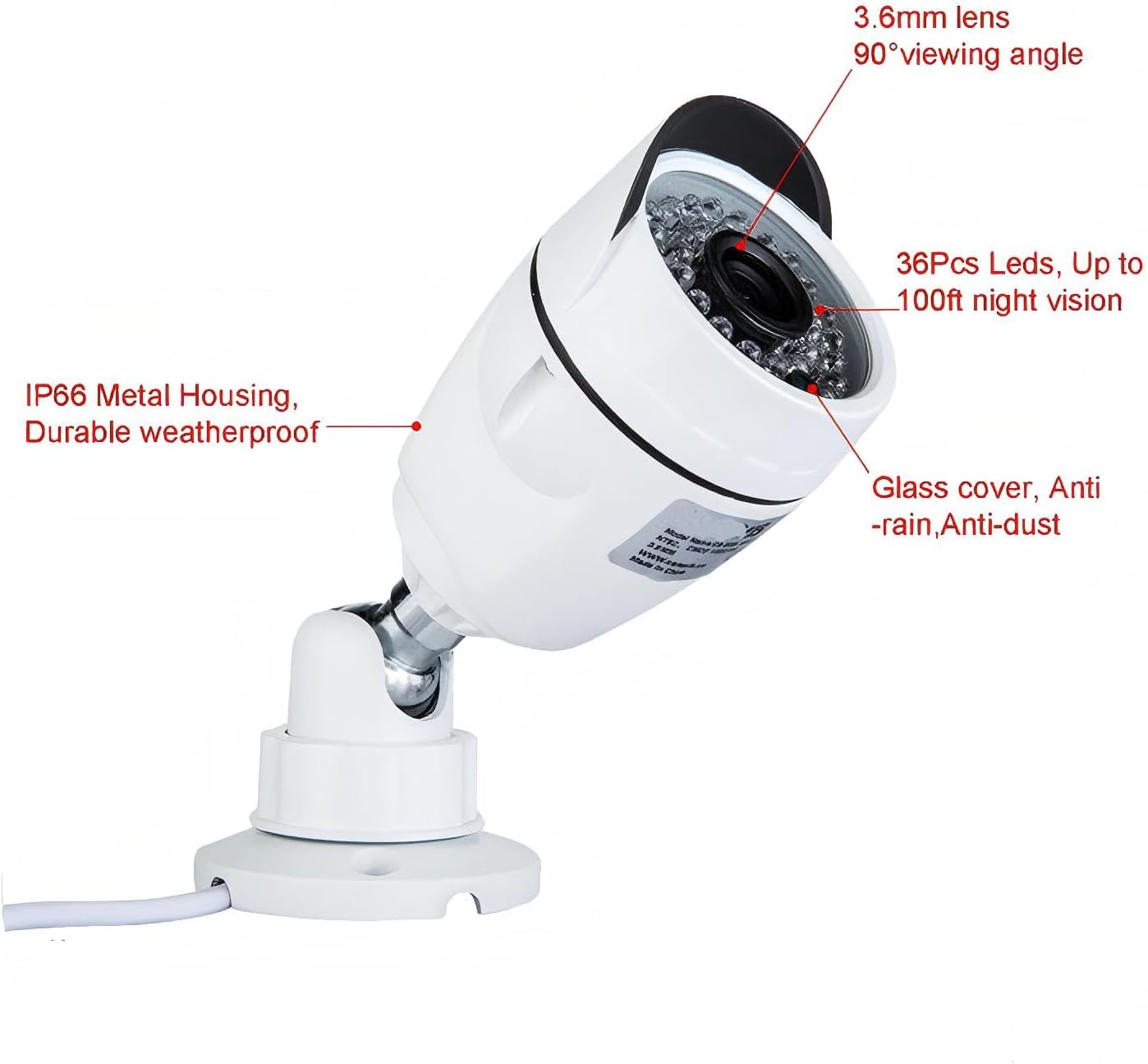 Eversecu 4 Channel Security Camera System 1080P DVR and 4pcs HD Weatherproof Cameras, Night Vision, Motion Alert, Smartphone, PC Easy Remote Access, 500GB HDD Preinstalled, Premade Cables Included