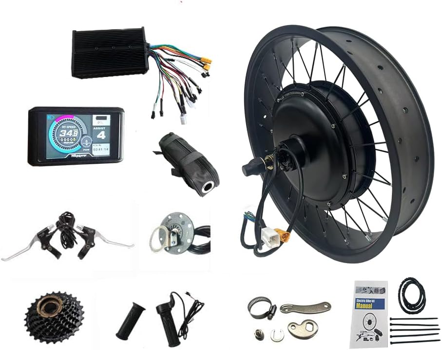 Programmable!color Display , Fat Electric Bike Kit 60V/72V 2000W Electric Fat tire Snow Bike Rear Wheel Hub Motor Kit with Sabvoton 45A sine wave controller , TFT UCK1 Color Display ,7-speed flywheel and torque arm