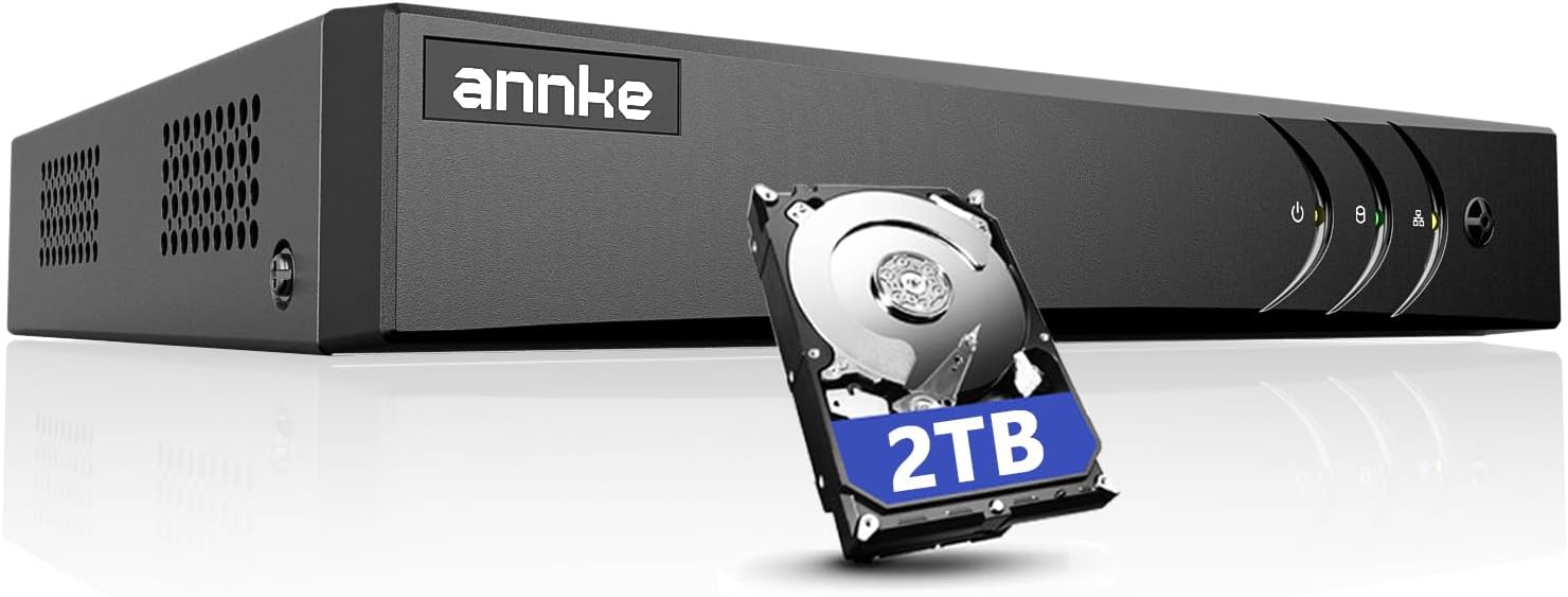 ANNKE 3K Lite 8CH Digital Video Recorder, H.265+ Hybrid 5-in-1 DVR with AI Human/Vehicle Detection, Work with 3K/5MP/4MP/2MP TVI/AHD/CVI/CVBS Cameras for Home Business Surveillance, 2TB HDD Included