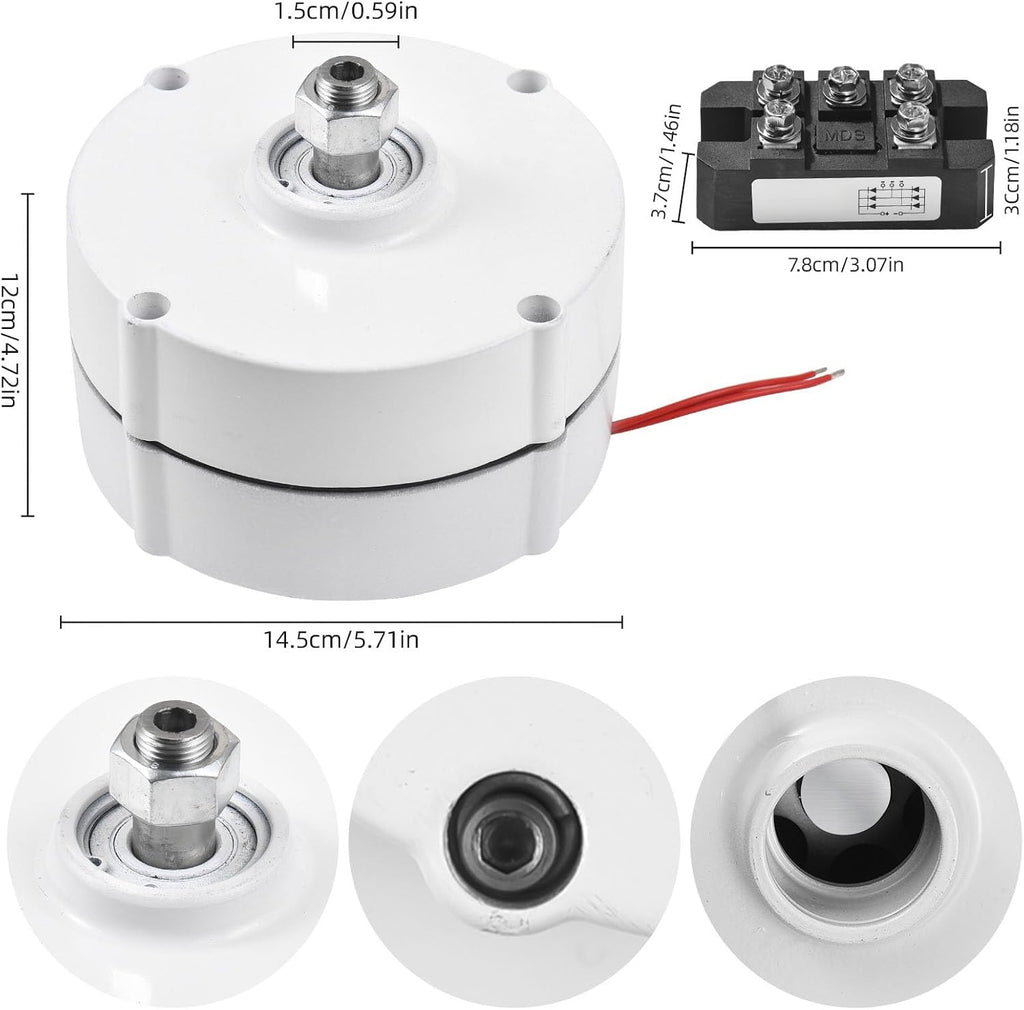 400W Wind Turbine Alternator, 3-Phase Rare-Earth NdFeB Permanent Magnet Generator 12V/24V/48V 600RPM With Rectifier For Home & Off-Grid Power Systems(12v)