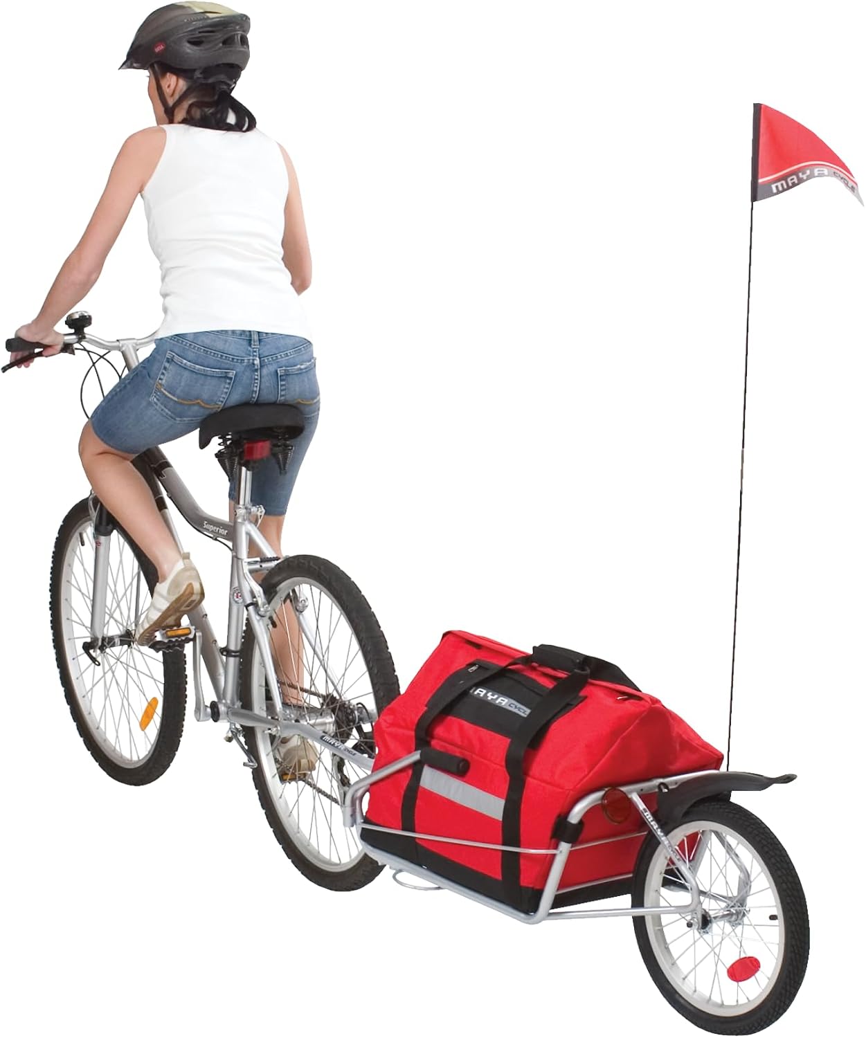 One-Wheel Bicycle Cargo Trailer with Kickstand – Converts to Wheelbarrow, Includes Bag, Fits 18' to 700c Bikes