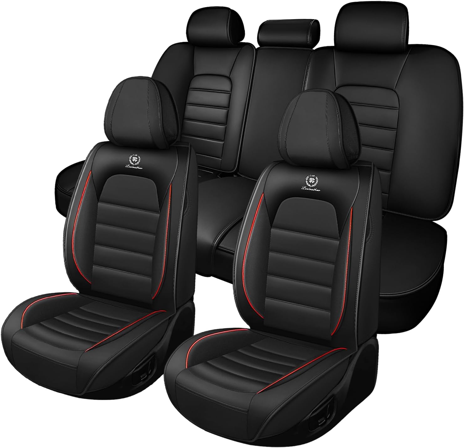 Car Seat Cover Fit for GMC Acadia 2007-2025,Compatible Airbag Non-Slip Waterproof Seat Covers,Car Seat Protector Premium Interior (Standard 5 Seats,Black Red)
