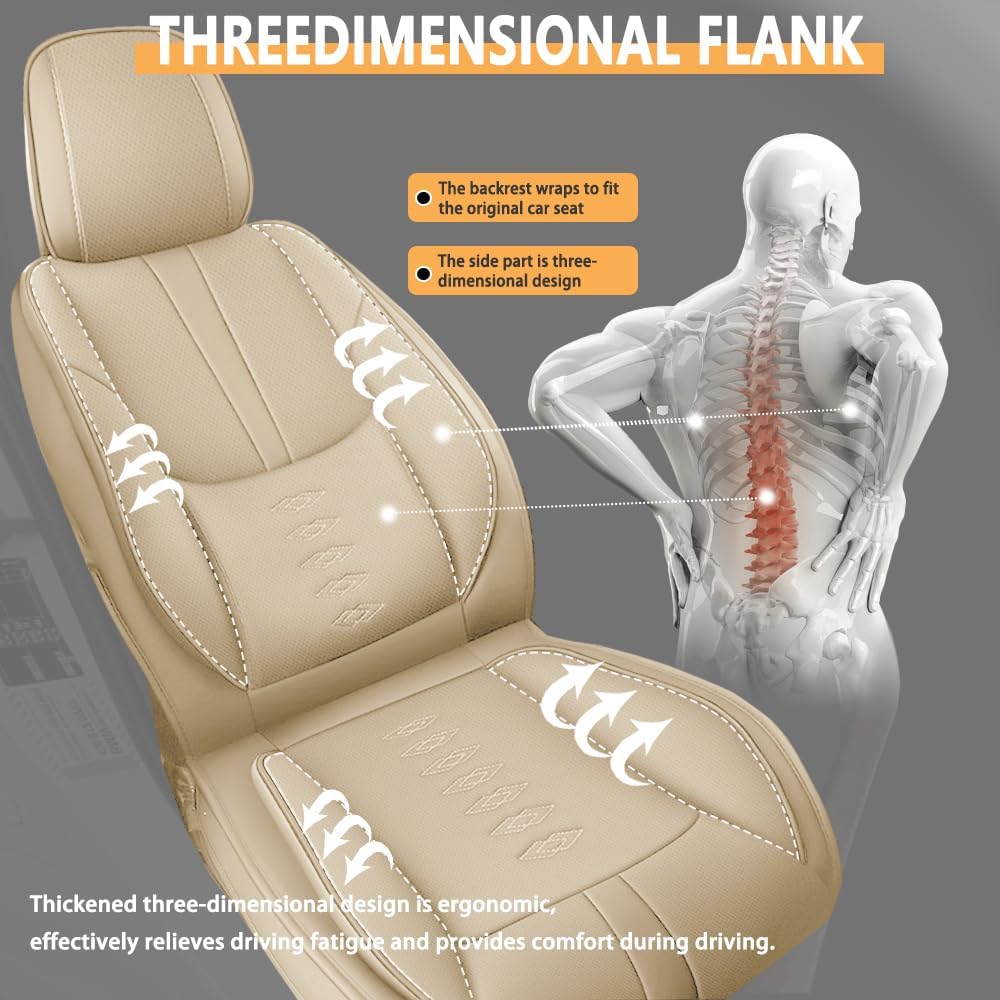 Front Seat Covers for Acura RDX 2007-2024 2025,Leather Car Seat Cover,Soft Seat Cushion Covers with Airbag,Waterproof Automobile Seat Protectors for RDX(Beige,Deluxe)