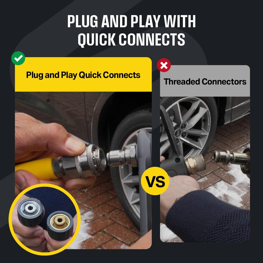 Active 75' Pressure Washer Hose Compatible with gas and electric pressure washers (M22-14mm) Kink resistant, flexible steel braided power washer hose, max operating spec of 4000 PSI & 12 GPM and 212°F