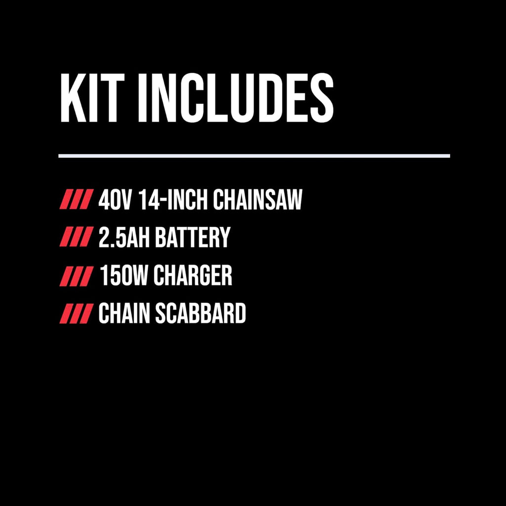 SKIL PWR CORE 40 Brushless 40V 14' Lightweight Chainsaw Kit with Tool-free Chain Tension & Auto Lubrication, Includes 2.5Ah Battery and Auto PWR Jump Charger - CS4555-10