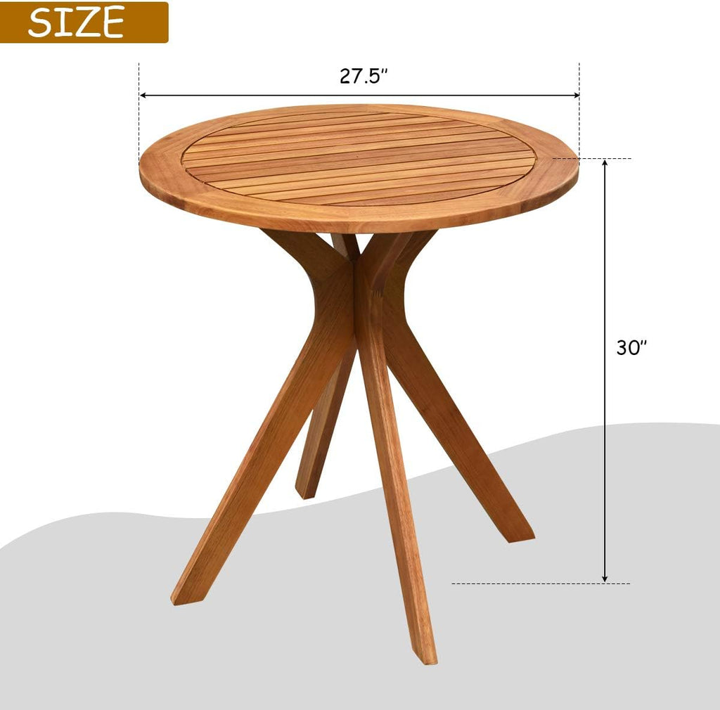 Tangkula 2 PCS Patio Bistro Set, Outdoor Acacia Wood Rocking Chair with Round Table, Thick Cushion of Detachable Cover, Rocking Chair Set for Outdoor Indoor Patio Backyard, Teak