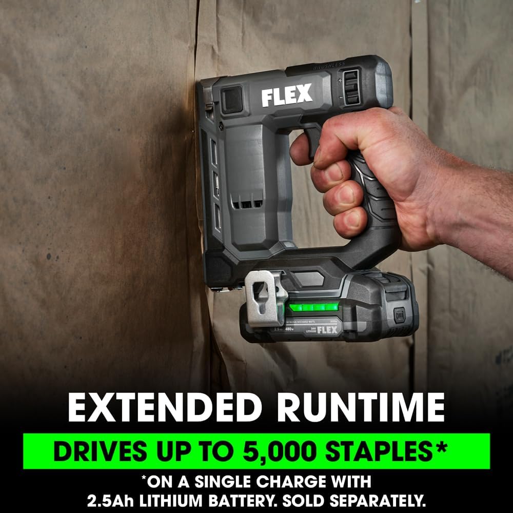 FLEX 24V Brushless Cordless 3/8-inch Crown Stapler Tool Only, Battery and Charger Not Included - FX4521-Z