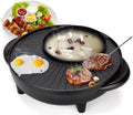 JYYBN Electric Hot Pot 2 in 1, Multifunctional Cast Aluminum Electric Grill and Hot Pot with Glass Lid, Dual Temperature Control Electric BBQ Barbecue Grill Baking Tray for Party Camping