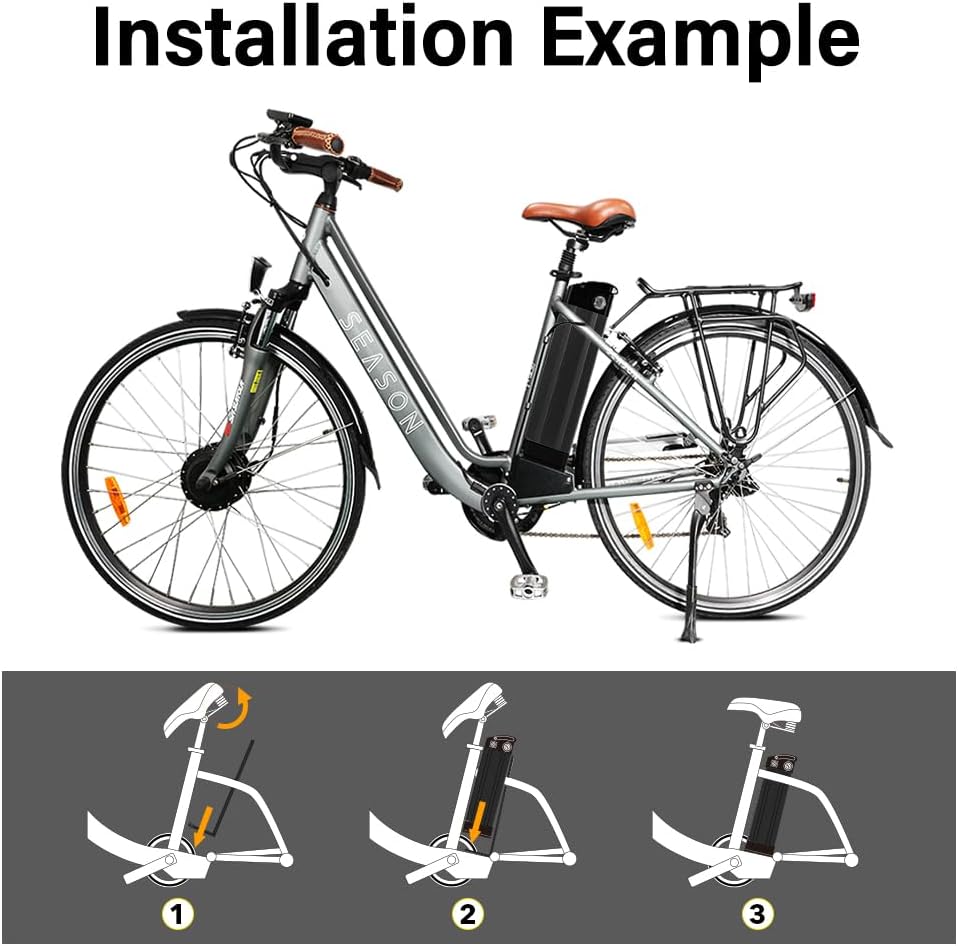YS YOSE POWER 48V 15AH Lithium Ebike Battery Seat Tube 250W 350W 500W 750W 1000W Bicycle Electric Bike Battery with Charger 2Pins Discharge Port 30A BMS Silverfish E Bike Batteries