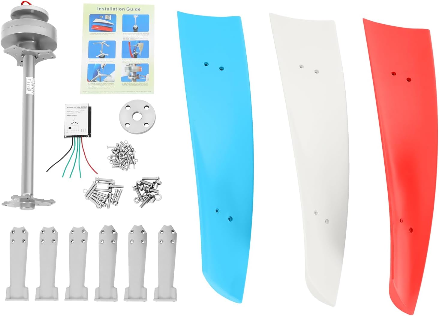 400W Wind Turbine Generator Kit, 12V Vertical Helix Wind Power System with Controller, 3 Blades, for Marine, RV, Home, Outdoor Energy, Garden, Hybrid Solar Wind System, Portable, for DIY Users