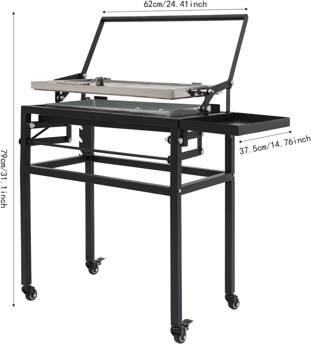 360° Rotating Charcoal Grill with Removable Legs - Portable BBQ Grill for Outdoor Camping, Backyard & Tailgating, Adjustable Height, 2 Lockable Wheels & Side Tray, Easy to Clean & Assemble