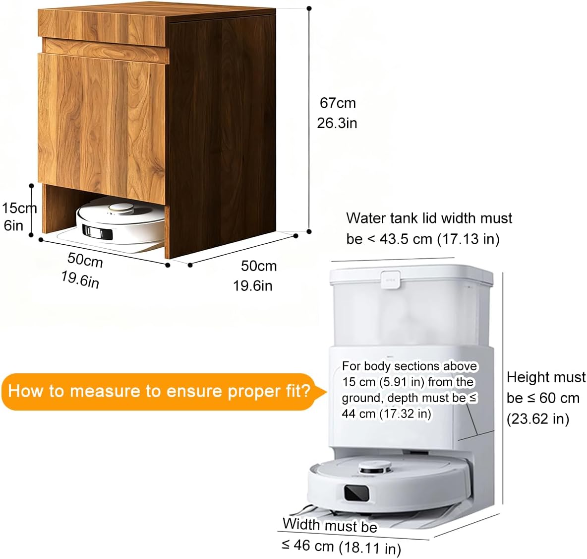 Robot Vacuum Stand Hidden Cabinet, Storage Cabinet with Doors for Robot Vacuum Cleaner,Household End Side Table,Wood Freestanding Rack Space Saver for Home Office