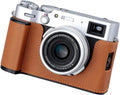 Camera Half Case for Fujifilm Fuji X100VI,Vintage Metal Genuine Leather Instant Camera Protective Cases Stylish Portable Shockproof (Brown)