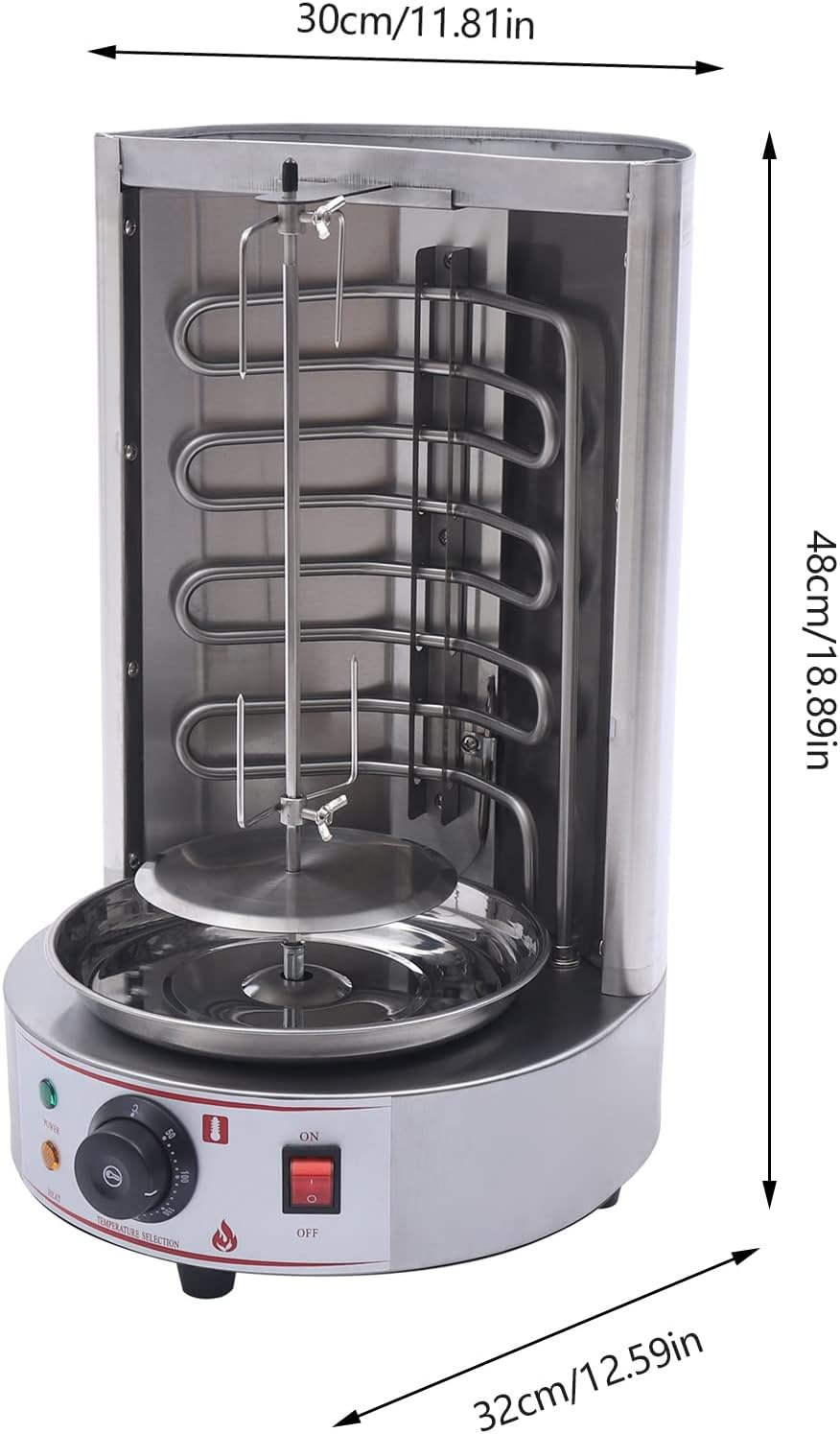 Electric Doner Kebab Machine Commercial Shawarma Grill Machine, 3000W Gyro Grill Vertical Shawarma Rotisserie, Automatic Rotating Broiler 122-572℉ Temp Control for Restaurant, Family Party