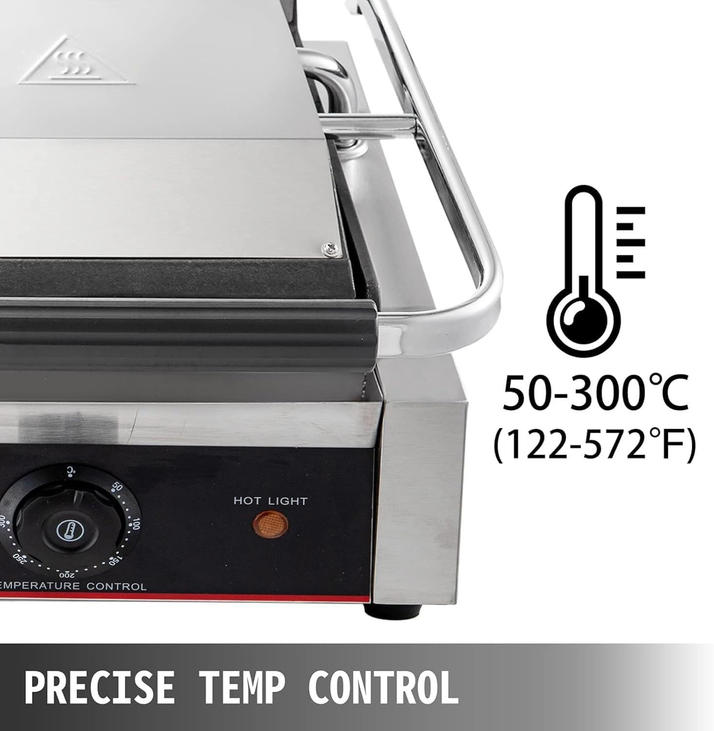 Commercial Electric Griddle Stainless Steel Grill BBQ, Countertop Hotplate Flat Top Kitchen Grill, Business Catering BBQ Steak Bacon Fryer Pans with Dual Thermostatic Control