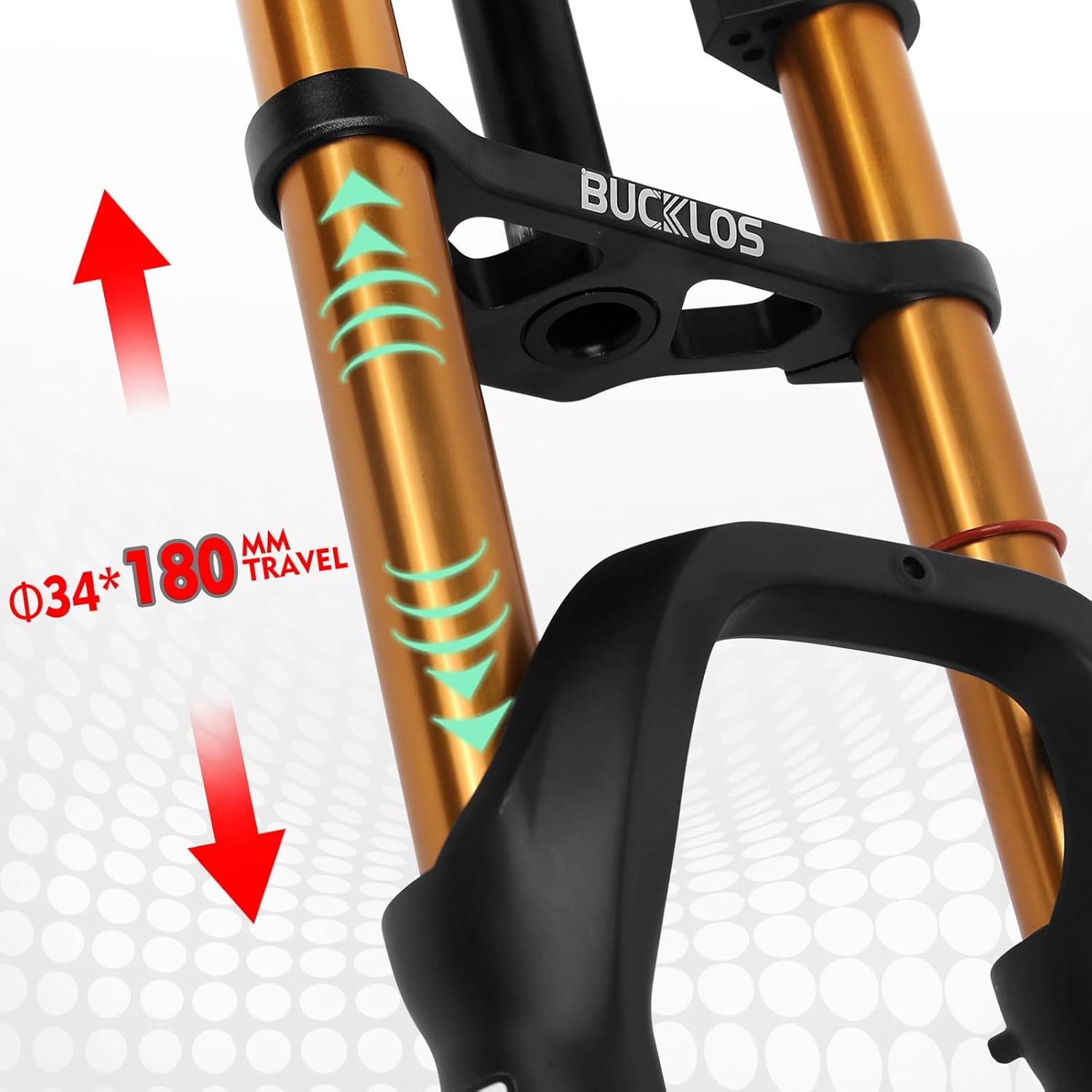 BUCKLOS 20 inch 4.0 Fat Tire E-Bike Air Suspension Fork, 180mm Travel Spacing Hub 135mm Straight Tube MTB Manual Lockout 9mm QR Mountain Bike Double Shoulder Electric Bicycle Front Forks Snow Beach