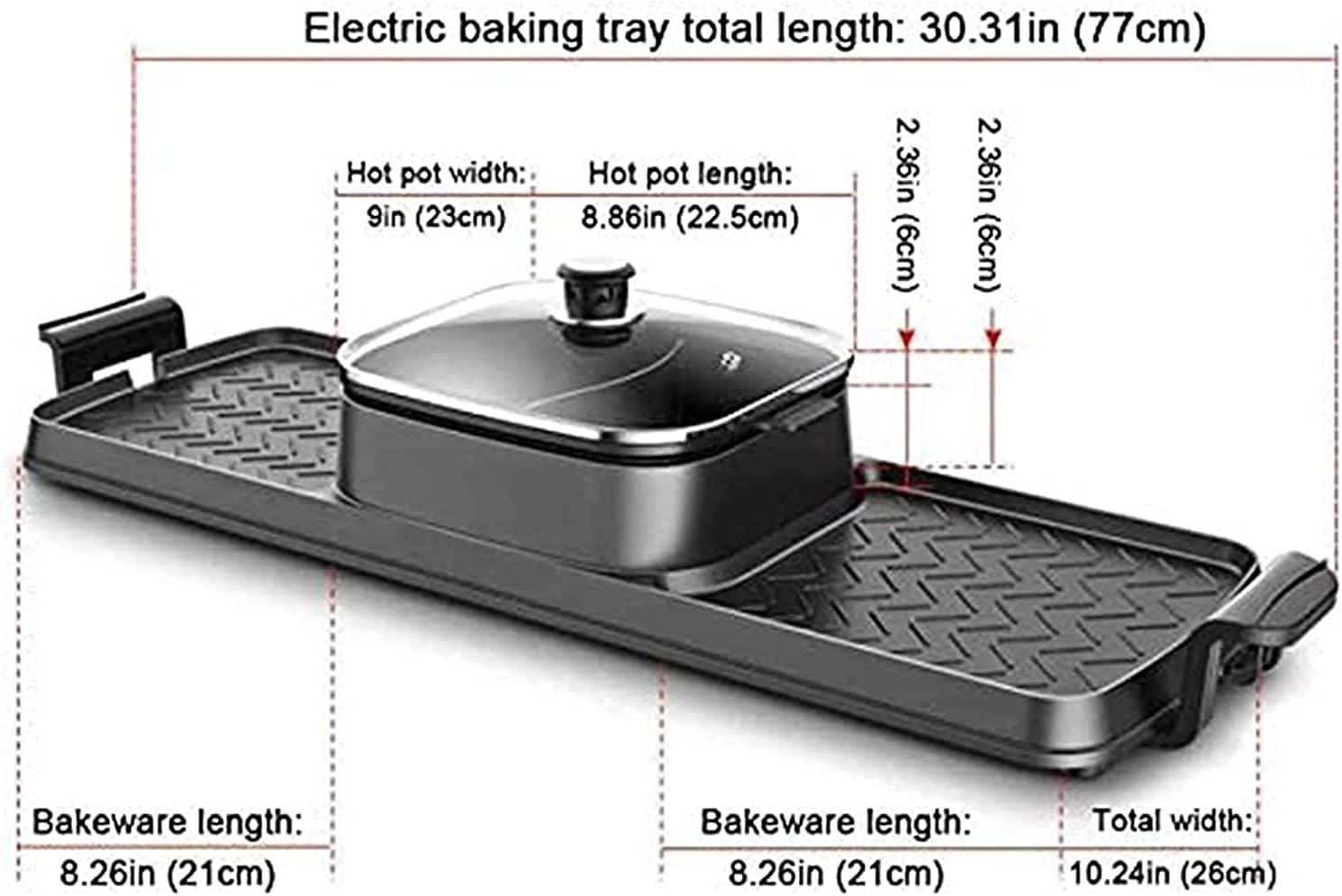 Fondue Electric Grill Hot Pot, 2700W 3 in 1 Electric Smokeless BBQ Grill Shabu Hot Pot with Divider Separate Independent Dual Temperature Control, Non-Stick Pan for 3