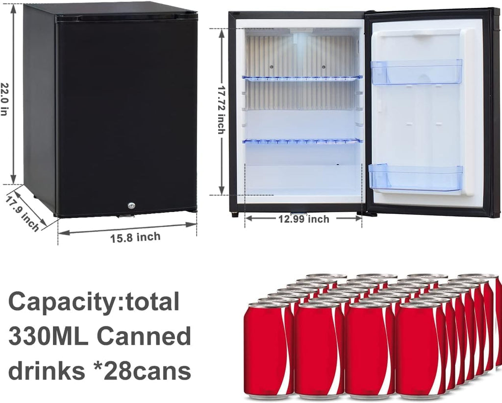 SMETA 12V RV Refrigerator with Lock Key Mini DC Fridge 12 volt Fridge Compact Lockable No Noise Absorption 12V/120V Portable AC for Garage Office Van Medication Storage Dorm 1.3 cuft