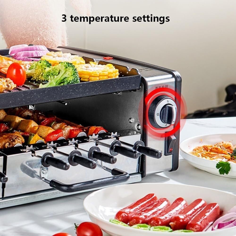 Electric Barbecue Grill, Automatic Rotating Grill Grate,Smokeless Rotary,10 Skewers Rotating Grill Grate,Double Layer Capacity,For Home,Kitchen,Outdoor Party Campfire Barbecue