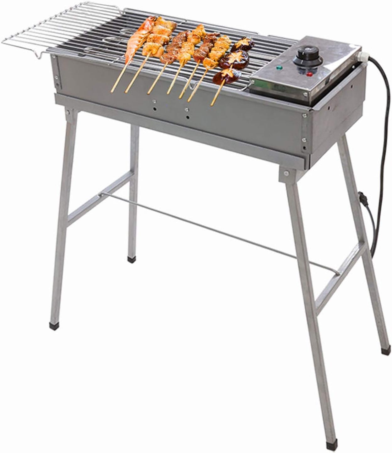 Grill for Outdoor Electric and Charcoal Barbecue Grill Large Zinc Alloy BBQ Grill Indoor and Outdoor Smokeless Charcoal Grill with Strong Legs,2800W, 24.4'×10.6'×30.7' Barbecue Grill