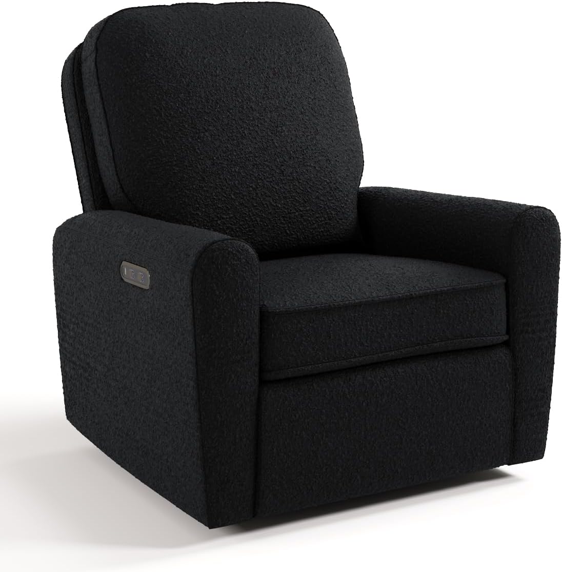 Storkcraft Amalfi Deluxe Power Recliner Swivel Glider – Premium Electronic Nursery Rocking Chair, Oeko-TEX 100 Certified, Includes Dual-USB Charging Port with USB-A & USB-C (Black Boucle)