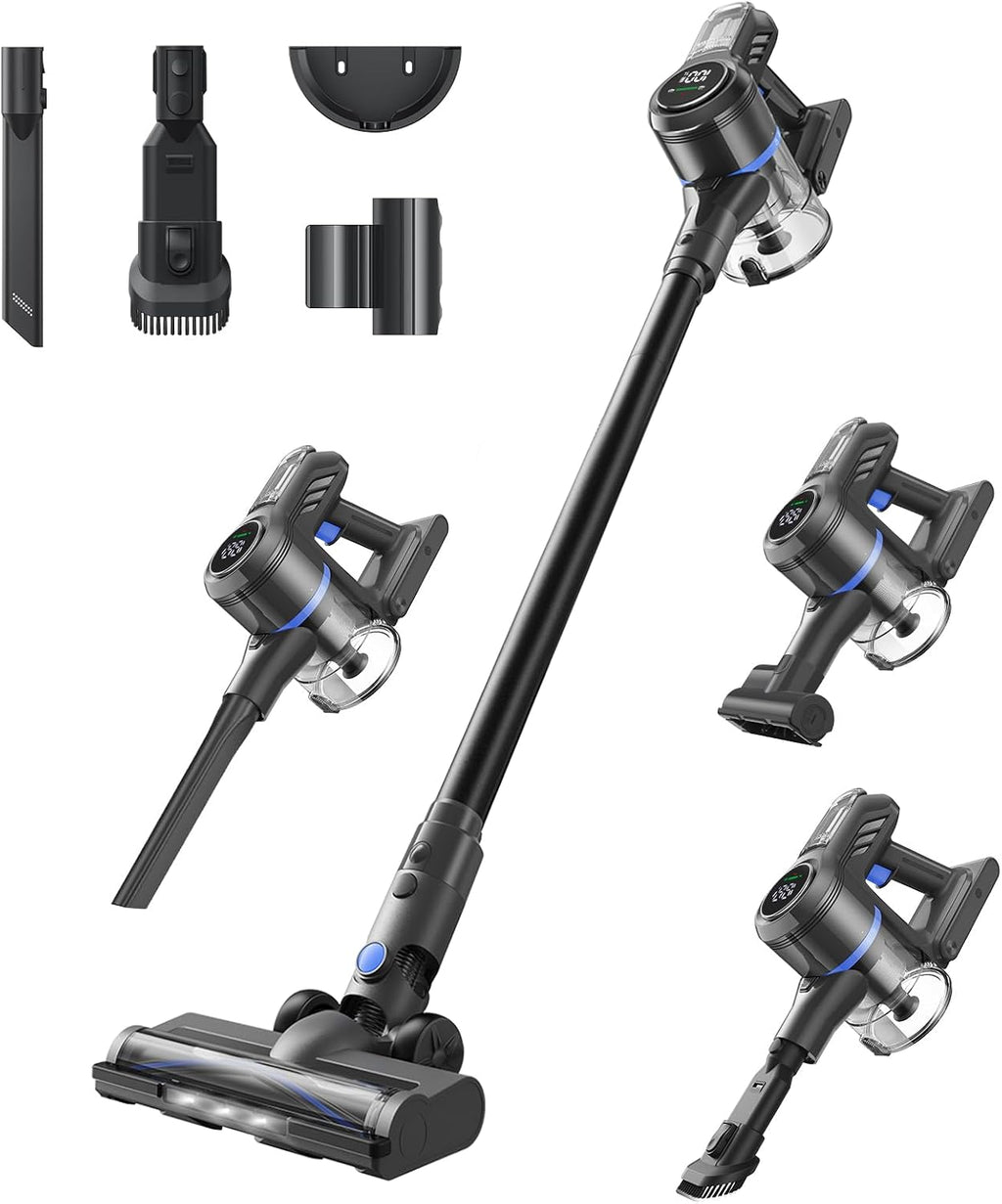 DREAME J30-W Cordless Vacuum Cleaner with LED Headlights, 450W Powerful Suction, 60Min Runtimes, Detachable Battery, One-Touch Emptying, Stick Vacuum Cleaner for Pet Hair, Carpet & Hard Floor
