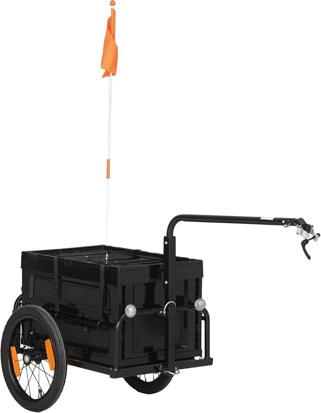 Aosom Bike Cargo Trailer, Bicycle Trailer Wagon Cart with Removable Storage Box, Folding Frame, Quick Release 16' Wheels and Safe Reflectors