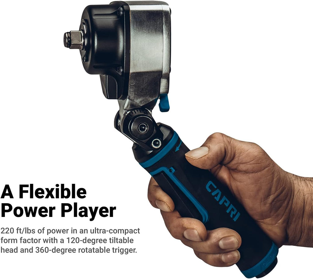 Capri Tools 1/2 in. Flex-Head Air Angle Impact Wrench, 400 ft. lbs.