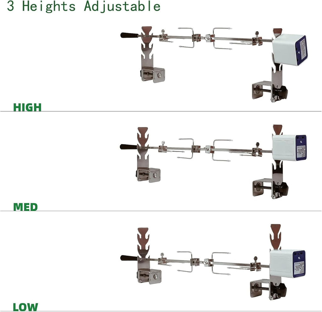 Grill Kit, Rotating Fish Grill, 3 Adjustable Heights, Suitable for Outdoor Grilling Camping