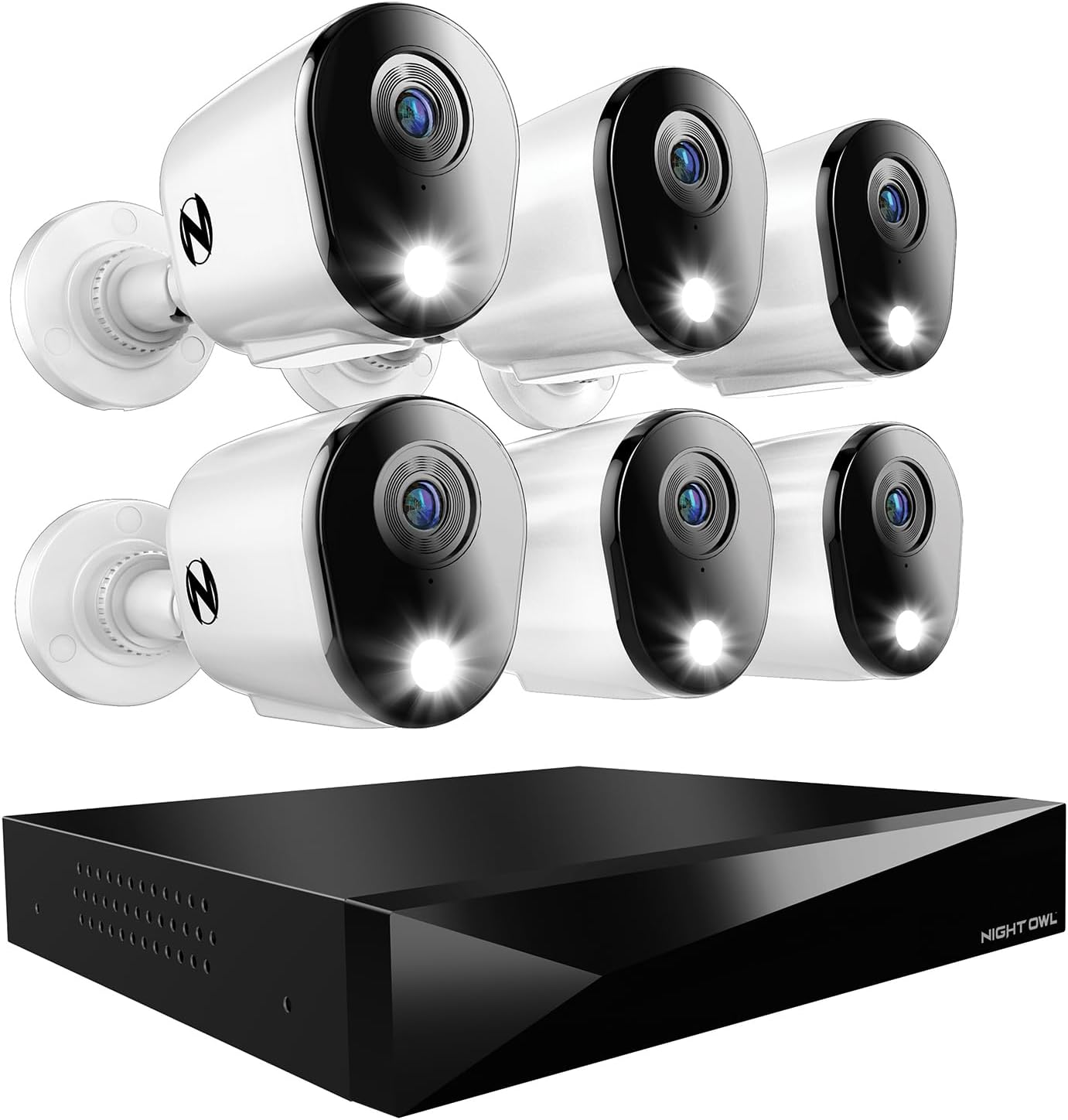 Night Owl 2-Way Audio 12 Channel DVR Video Home Security Camera System with (6) Wired 2K HD Indoor/Outdoor Deterrence Cameras and 2TB Hard Drive (Add up to 2 Wired and 4 Wi-Fi Cameras) (6 Camera)