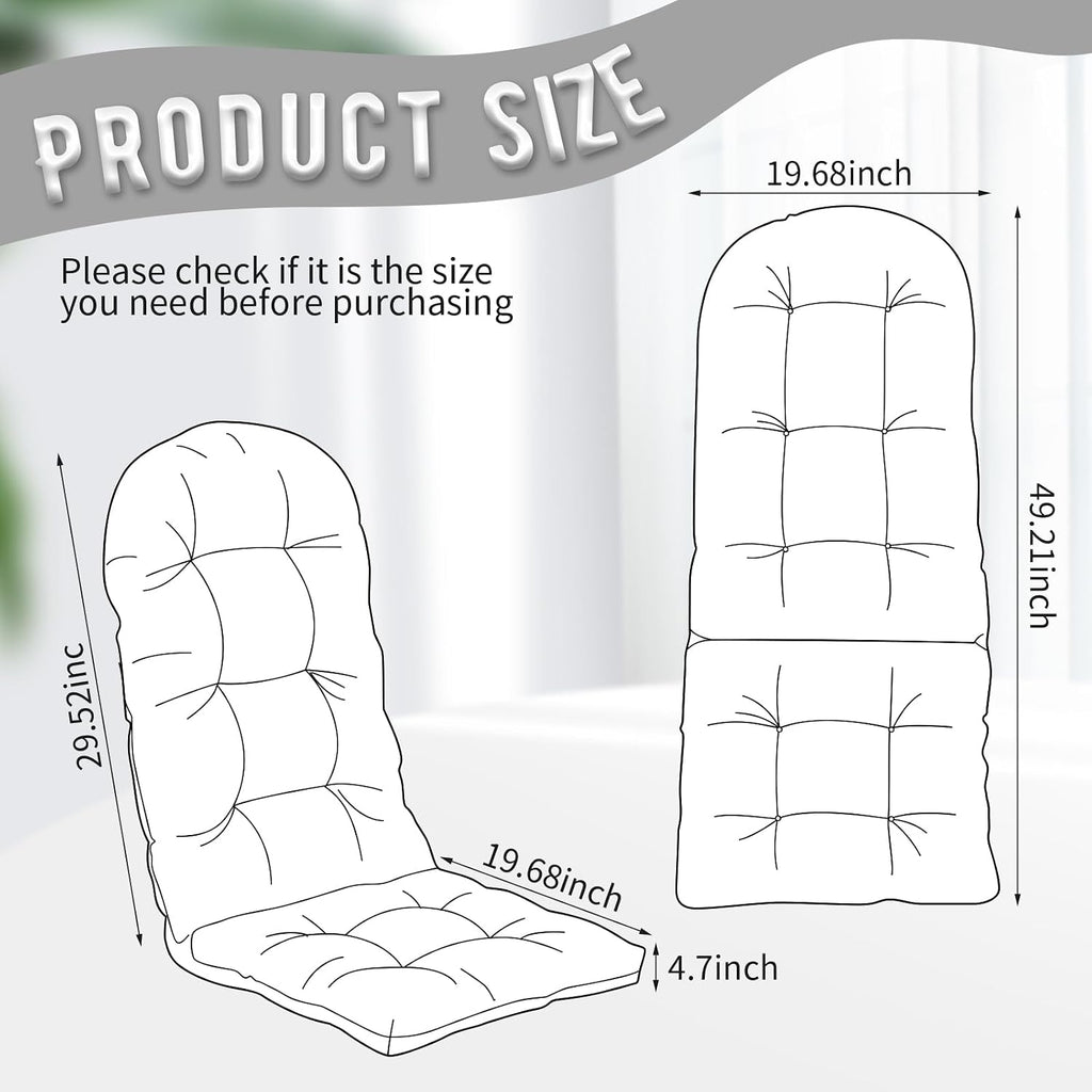 4 Pack Adirondack Chair Cushion, Waterproof Rocking Chair Cushion - Fade Resistant Patio Furniture Cushions, Thickened Patio Chair Pad for Outdoor and Indoor, 49x20x5 Inch