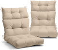 EAGLE PEAK Tufted Outdoor/Indoor High Back Patio Chair Cushions, Set of 2, 46'' x 22'', Beige