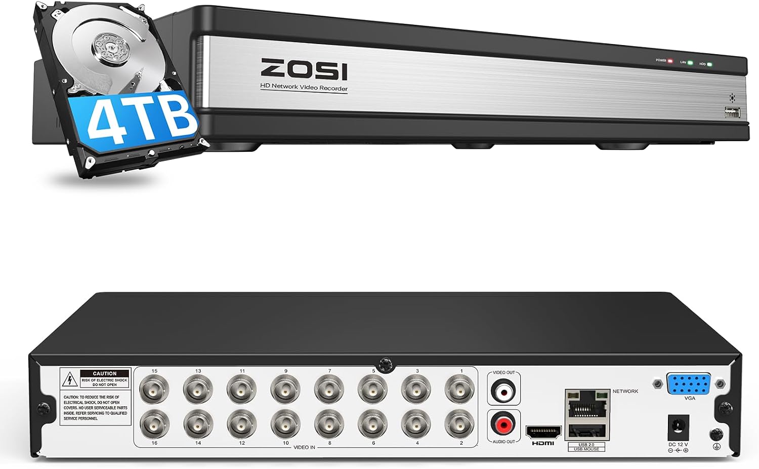 ZOSI H.265+ 16Channel 1080P 4-in-1 Hybrid Analog/AHD/TVI/CVI Security DVR Recorder for 960H/720P/1080P CCTV Security Surveillance Cameras,Remote Access, Motion Detection, Alert Push(No Hard Drive)