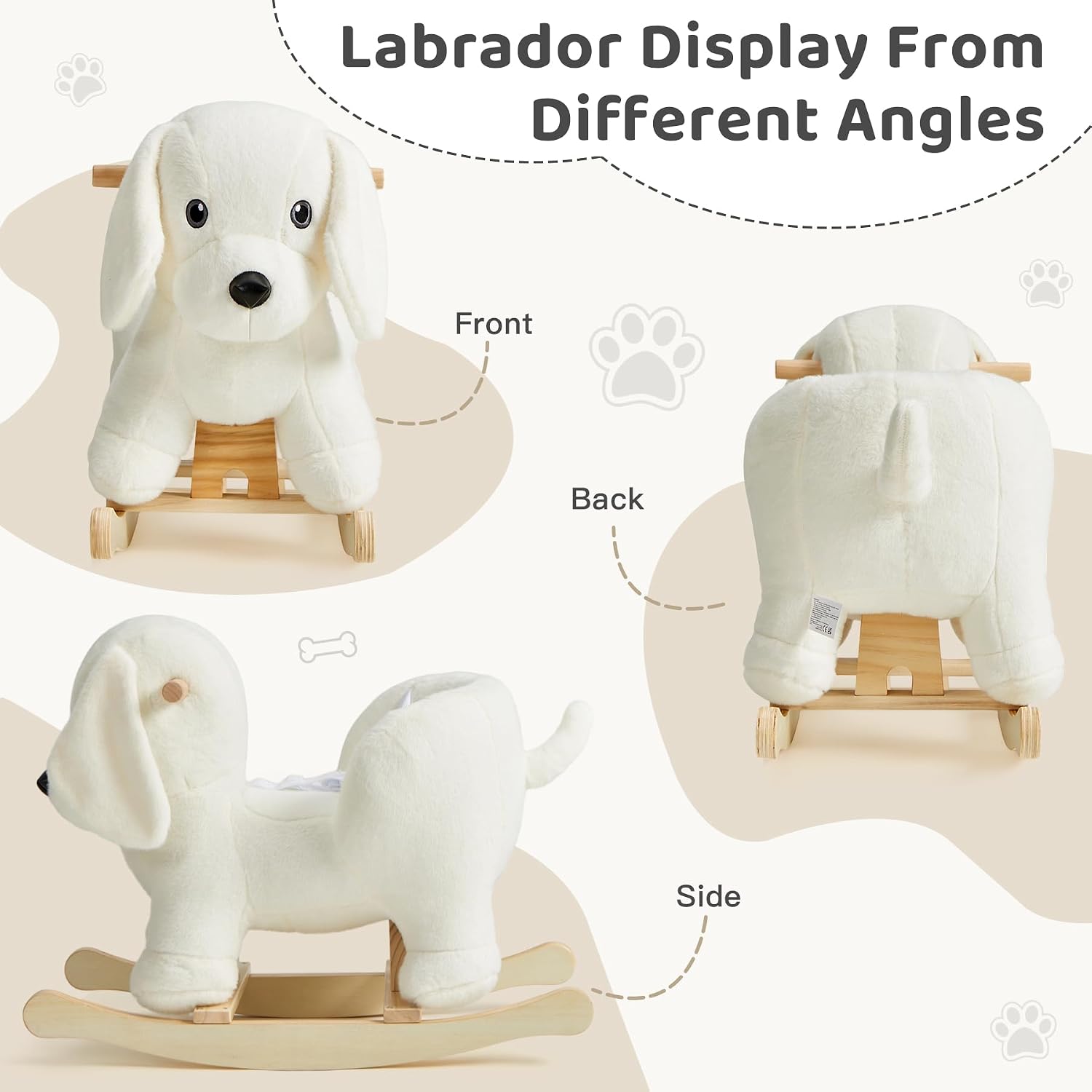 Baby Rocking Horse,Labrador Wooden Rocking Horse for Toddlers 1 Year Old Cute Dog Stuffed Plush Ride-on Toy Rocking Animal for Baby Boys and Girls Nursery/Child Christmas or Birthday Gift
