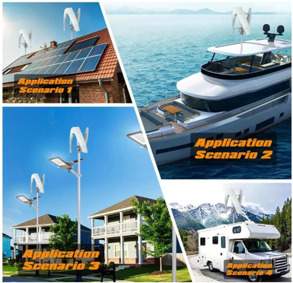 100W-14000W Portable Solar Generator, Low Noise 3 Blades Wind Turbine Generator with MPPT Controller, for Home, Boats, Street Lighting 48V