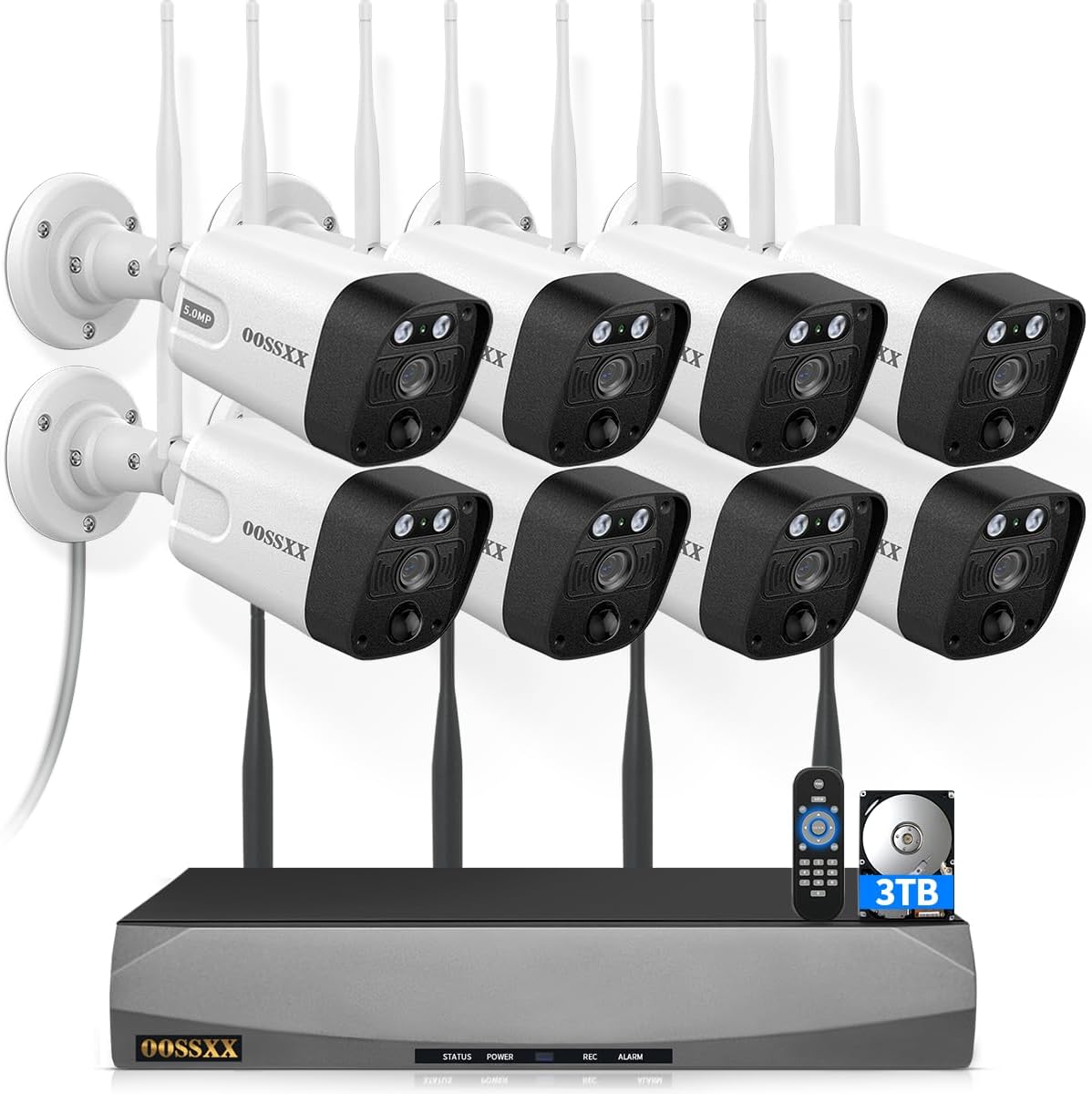(2026 Update) Wireless WiFi Outdoor Security Camera System with Dual Antenna Cameras, 55% Stronger Signal, 130° Wide Angle, 65ft Night Vision, 2-Way Audio, No Monthly Fee, Home NVR Security System