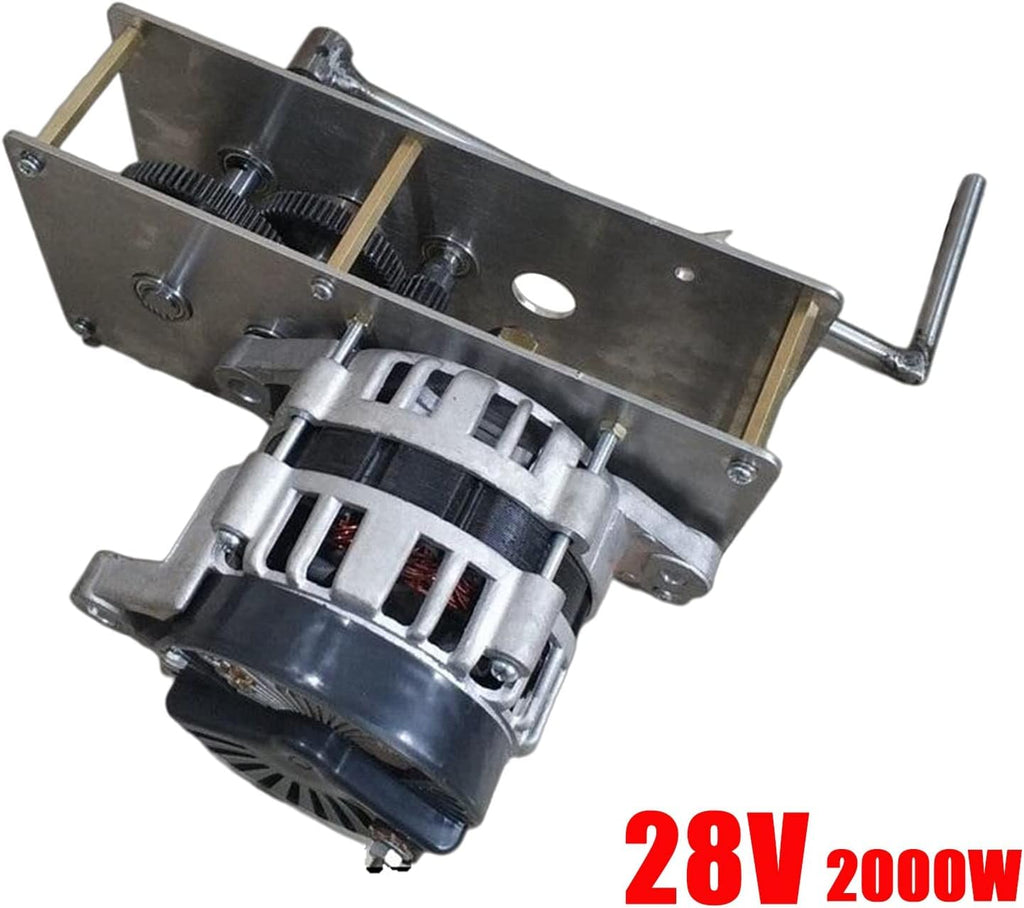 Manual Hand Crank Generator 1500W/2000W With Gearbox, 14V/28V/220V Output, Pure Copper Coil, Permanent Magnet Brushless Alternator For Emergency Power And Household Use(2000W 28V)